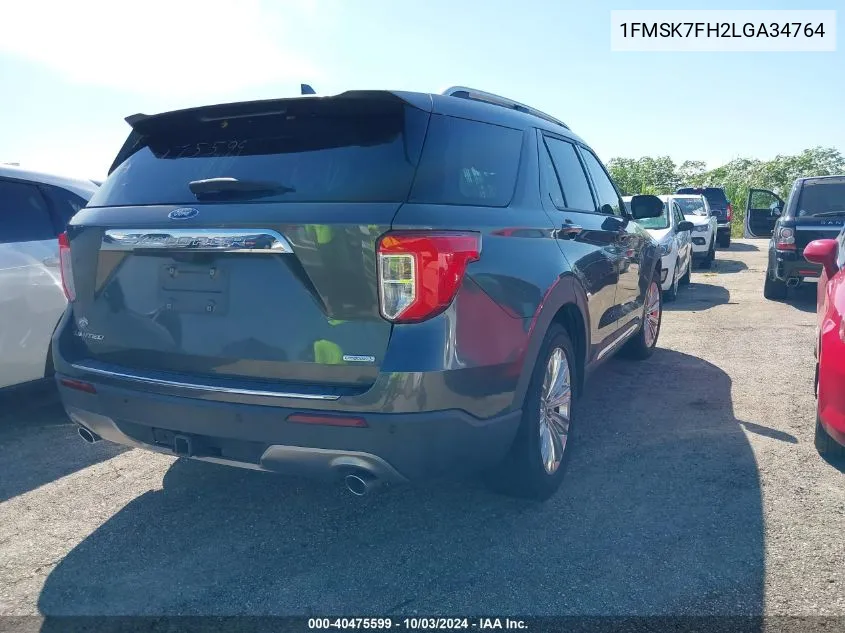 2020 Ford Explorer Limited VIN: 1FMSK7FH2LGA34764 Lot: 40475599