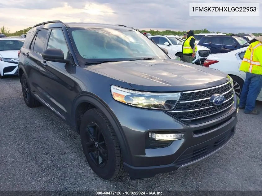 2020 Ford Explorer Xlt VIN: 1FMSK7DHXLGC22953 Lot: 40477120