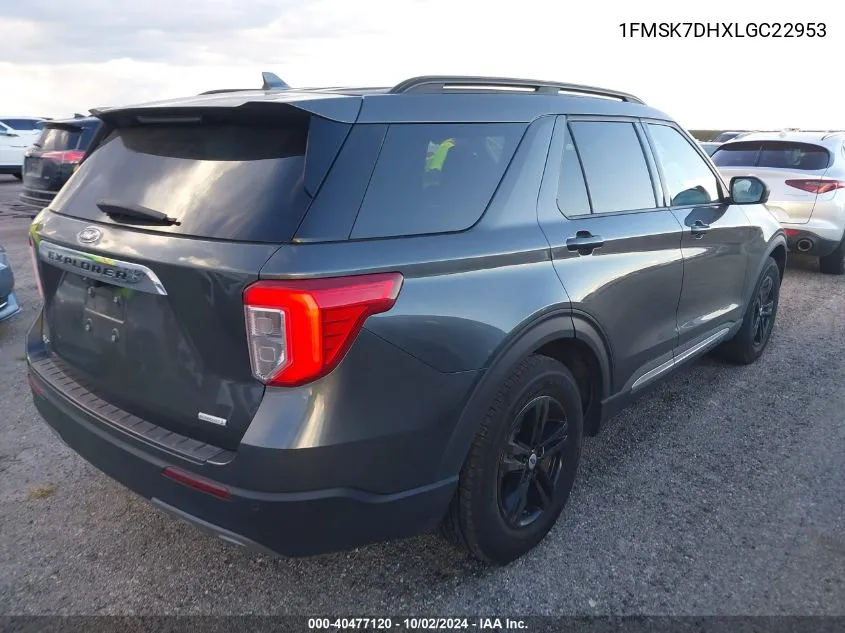 2020 Ford Explorer Xlt VIN: 1FMSK7DHXLGC22953 Lot: 40477120