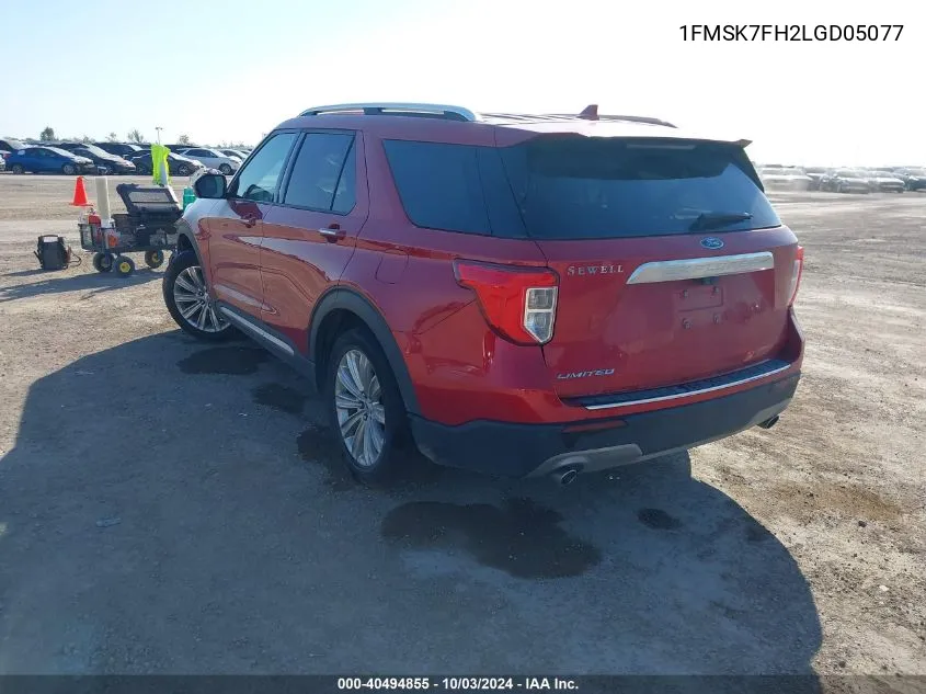 2020 Ford Explorer Limited VIN: 1FMSK7FH2LGD05077 Lot: 40494855