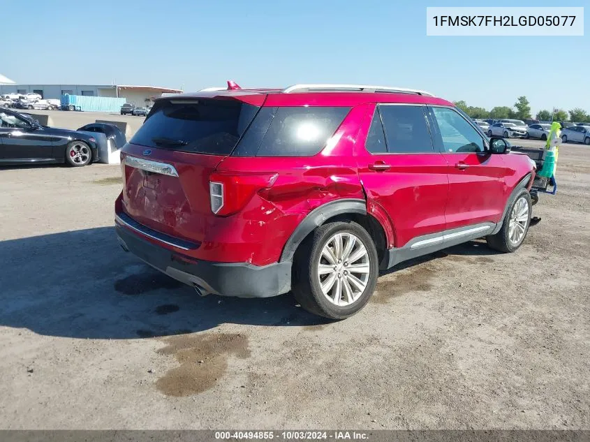 2020 Ford Explorer Limited VIN: 1FMSK7FH2LGD05077 Lot: 40494855