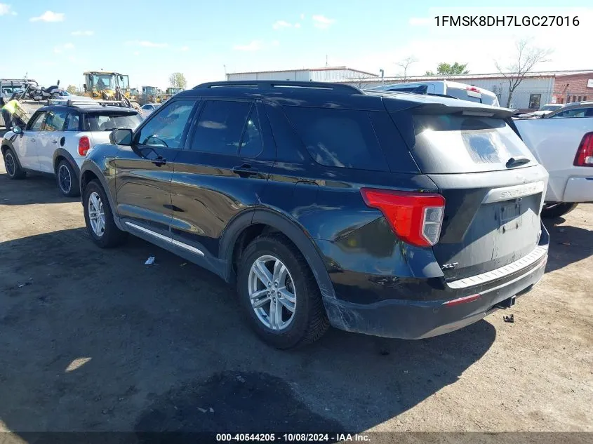 2020 Ford Explorer Xlt VIN: 1FMSK8DH7LGC27016 Lot: 40544205