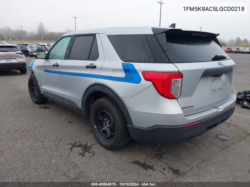 2020 Ford Police Interceptor Utility VIN: 1FM5K8AC5LGCD0218 Lot: 40564815