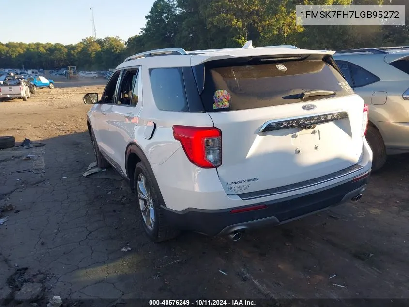 2020 Ford Explorer Limited VIN: 1FMSK7FH7LGB95272 Lot: 40576249