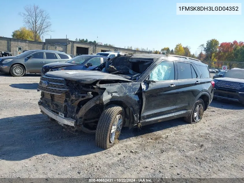 2020 Ford Explorer Xlt VIN: 1FMSK8DH3LGD04352 Lot: 40652431