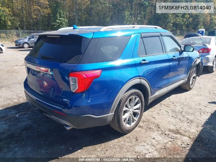 2020 Ford Explorer Limited VIN: 1FMSK8FH2LGB14040 Lot: 40658768