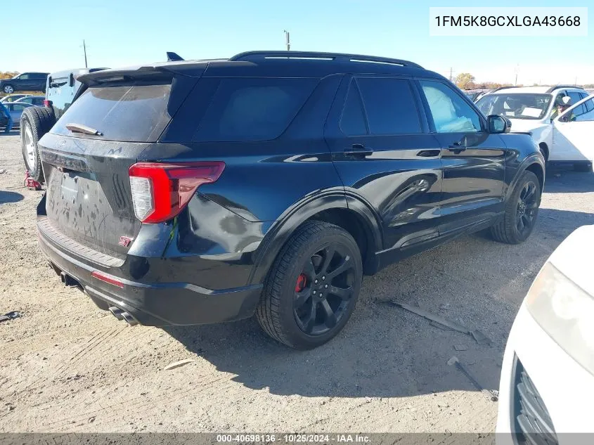 2020 Ford Explorer St VIN: 1FM5K8GCXLGA43668 Lot: 40698136