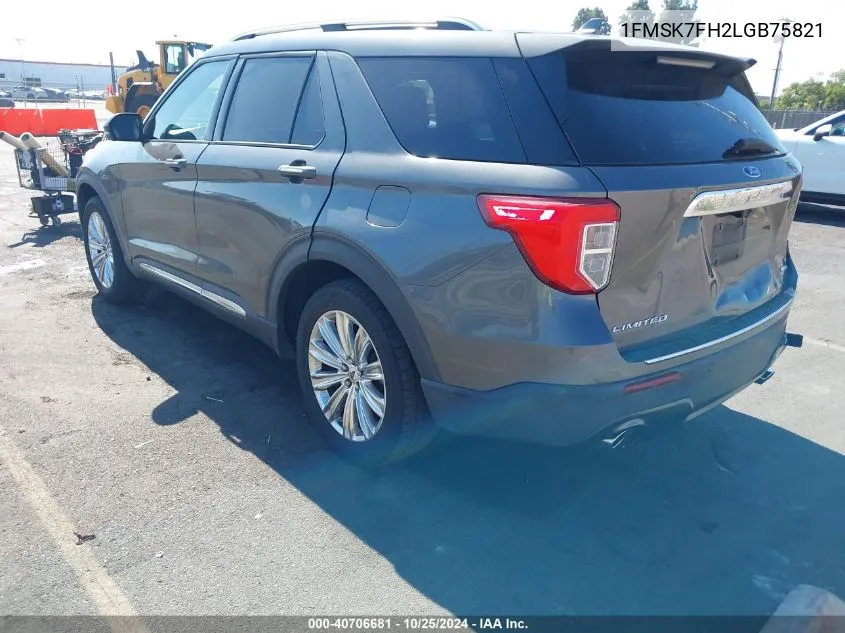 2020 Ford Explorer Limited VIN: 1FMSK7FH2LGB75821 Lot: 40706681