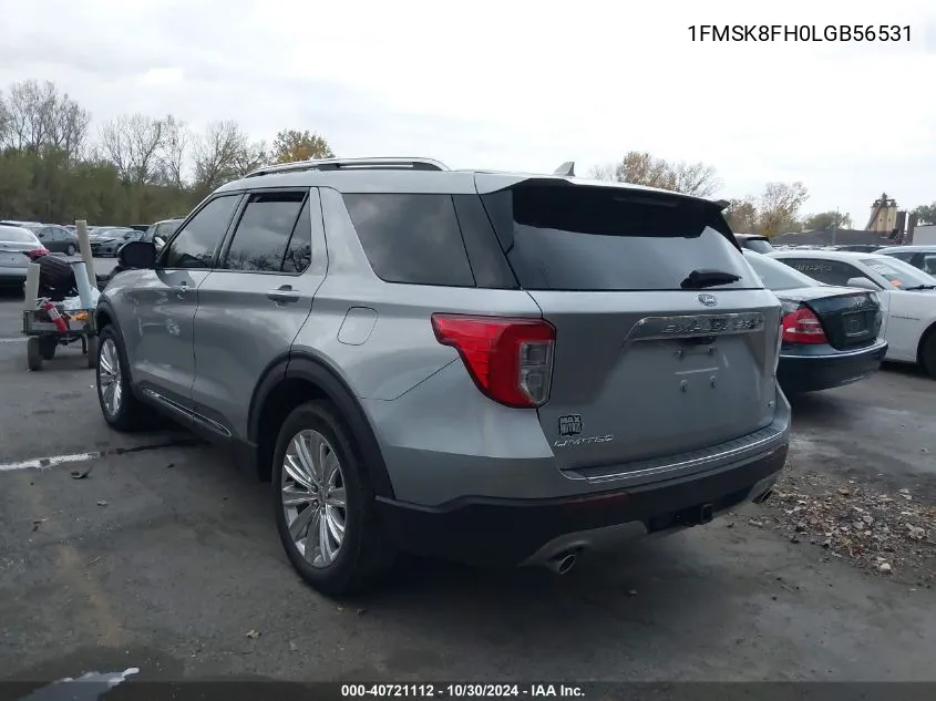 2020 Ford Explorer Limited VIN: 1FMSK8FH0LGB56531 Lot: 40721112