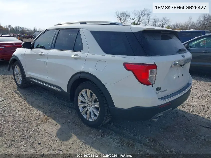 2020 Ford Explorer Limited VIN: 1FMSK7FH6LGB26427 Lot: 40725912