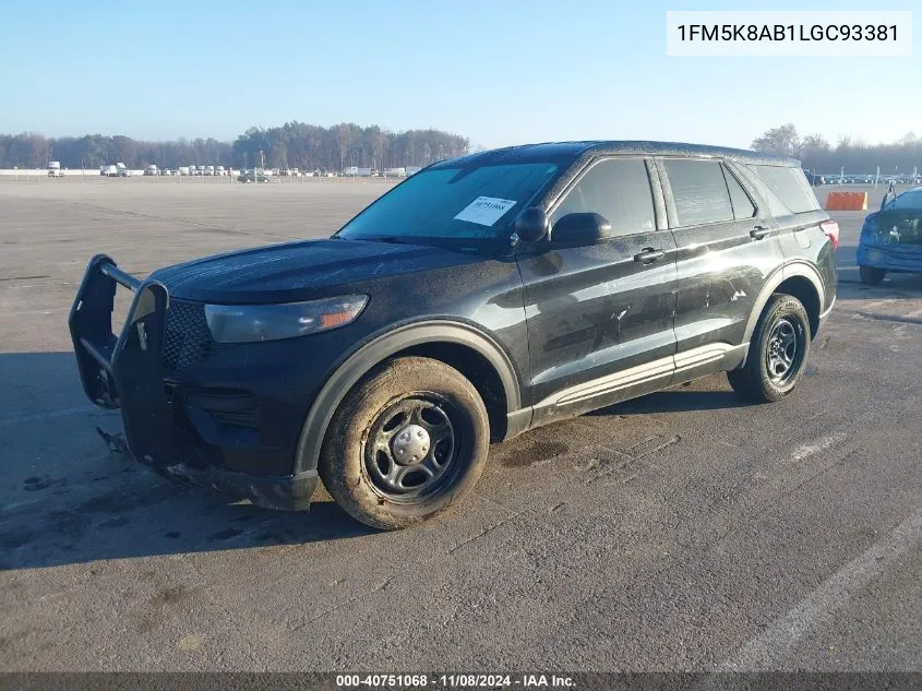 2020 Ford Police Interceptor Utility VIN: 1FM5K8AB1LGC93381 Lot: 40751068