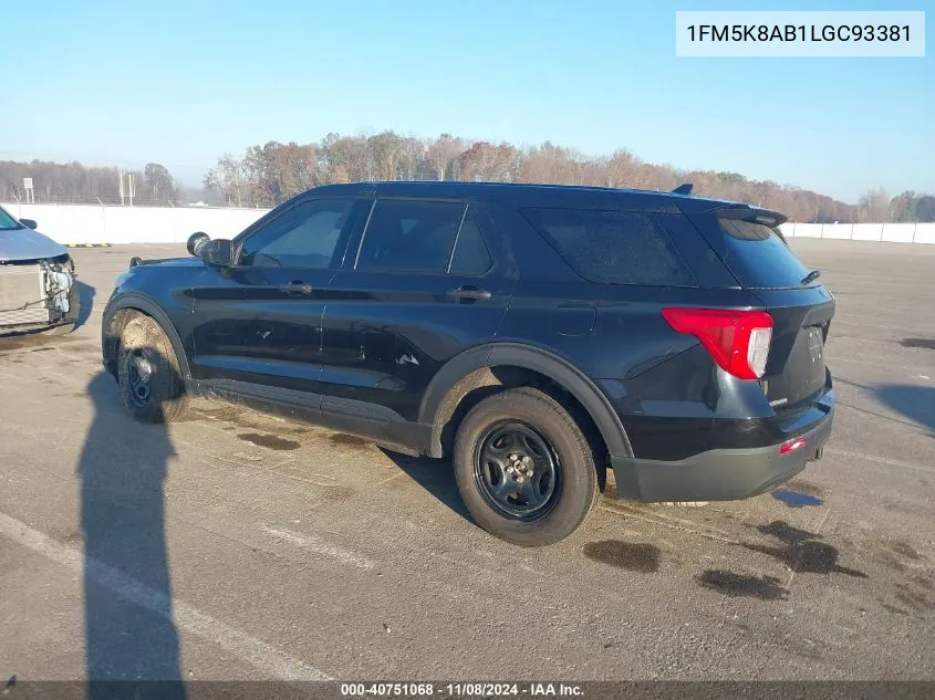 2020 Ford Police Interceptor Utility VIN: 1FM5K8AB1LGC93381 Lot: 40751068