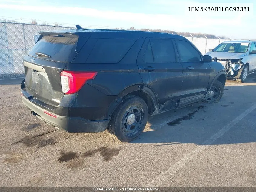 2020 Ford Police Interceptor Utility VIN: 1FM5K8AB1LGC93381 Lot: 40751068