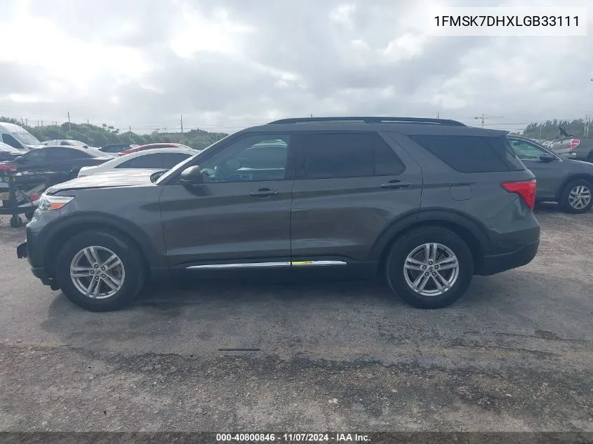 2020 Ford Explorer Xlt VIN: 1FMSK7DHXLGB33111 Lot: 40800846