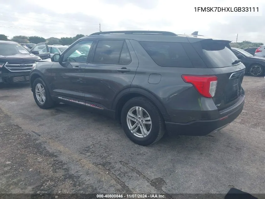 2020 Ford Explorer Xlt VIN: 1FMSK7DHXLGB33111 Lot: 40800846