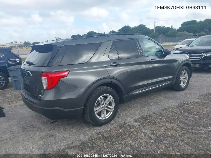 2020 Ford Explorer Xlt VIN: 1FMSK7DHXLGB33111 Lot: 40800846