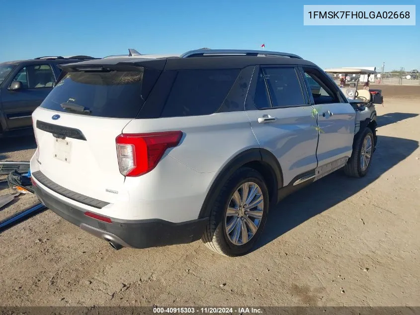 2020 Ford Explorer Limited VIN: 1FMSK7FH0LGA02668 Lot: 40915303