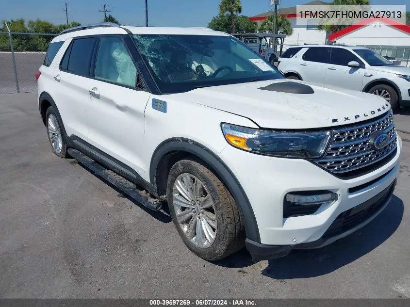 2021 Ford Explorer Limited VIN: 1FMSK7FH0MGA27913 Lot: 39597269