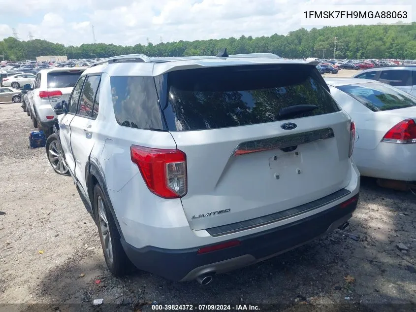 2021 Ford Explorer Limited VIN: 1FMSK7FH9MGA88063 Lot: 39824372