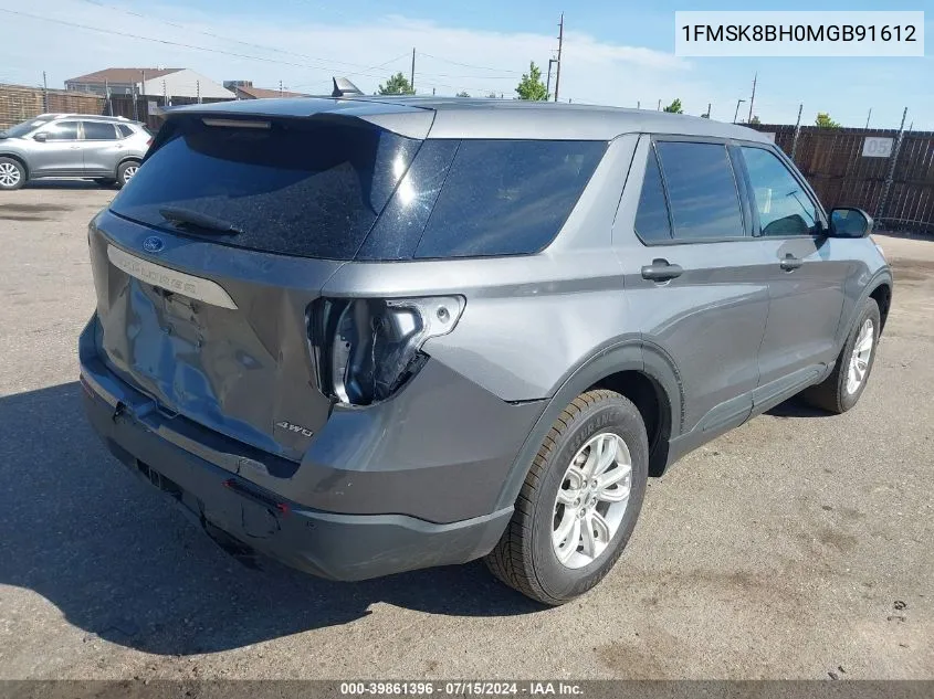 2021 Ford Explorer VIN: 1FMSK8BH0MGB91612 Lot: 39861396