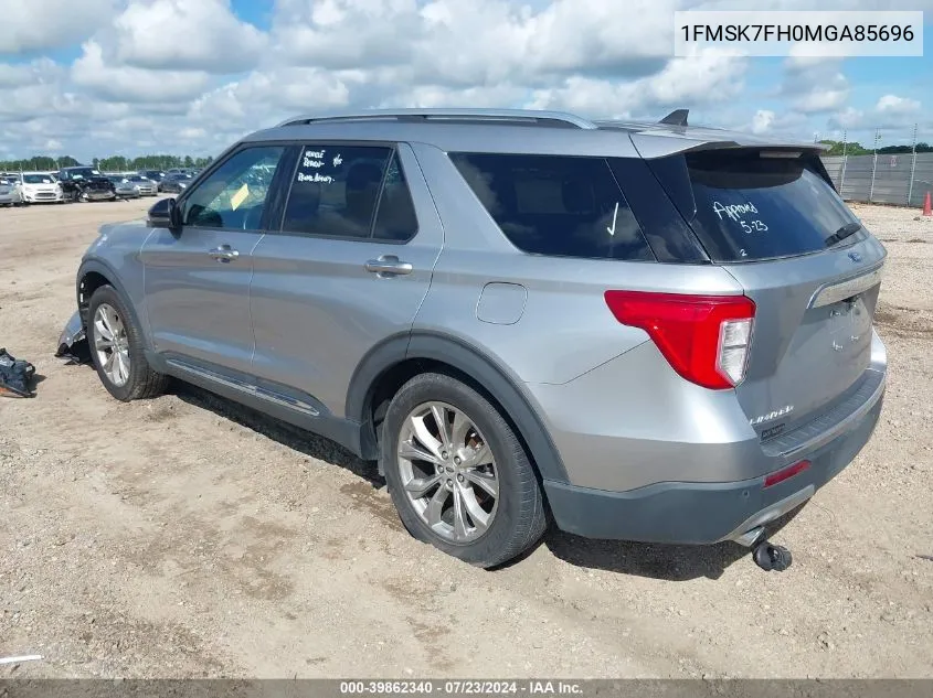 2021 Ford Explorer Limited VIN: 1FMSK7FH0MGA85696 Lot: 39862340