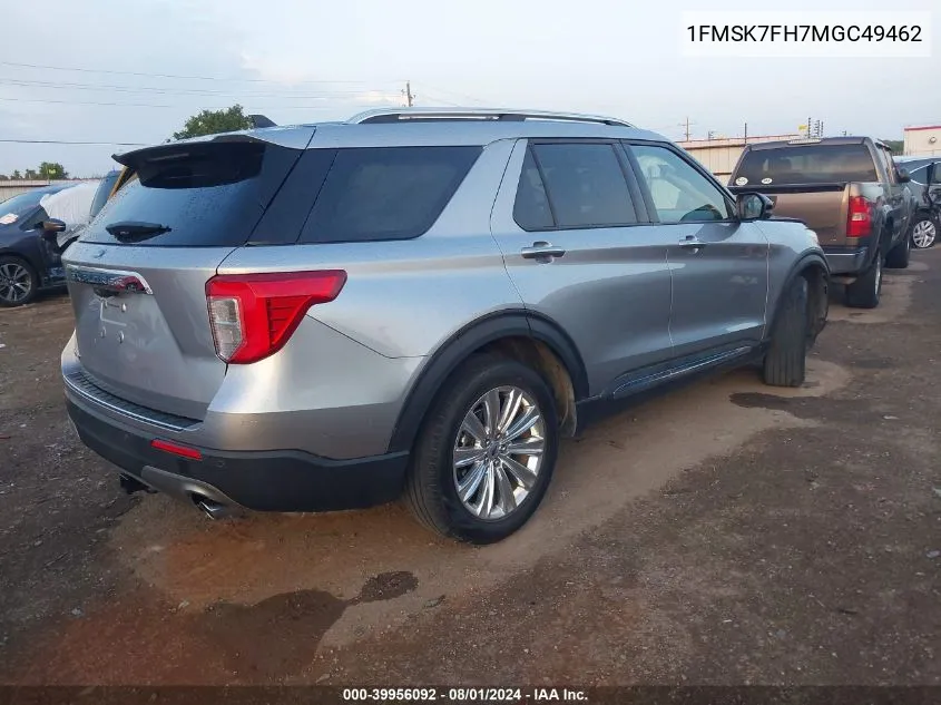 2021 Ford Explorer Limited VIN: 1FMSK7FH7MGC49462 Lot: 39956092