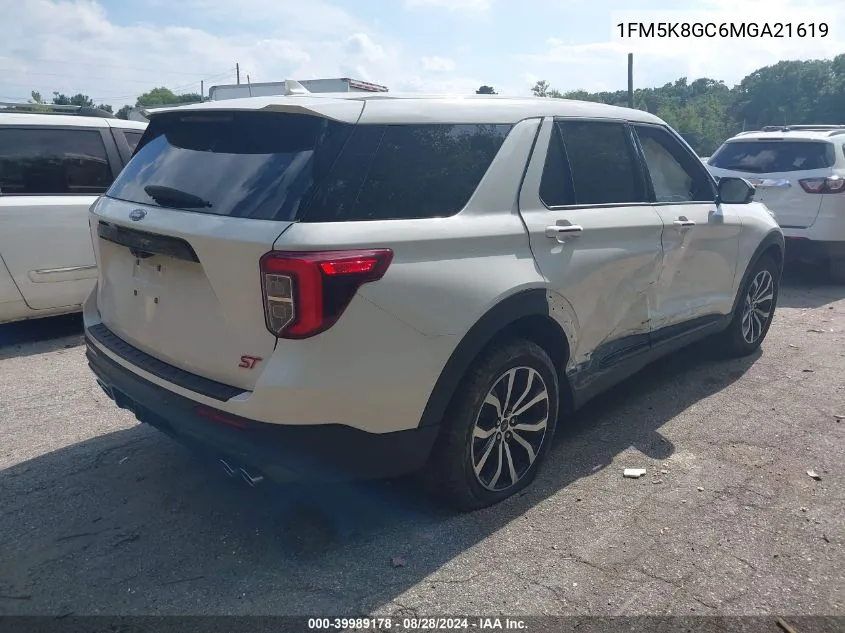 2021 Ford Explorer St VIN: 1FM5K8GC6MGA21619 Lot: 39989178