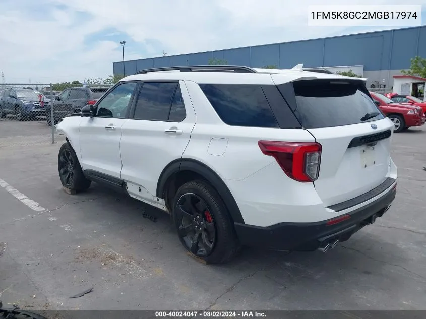 2021 Ford Explorer St VIN: 1FM5K8GC2MGB17974 Lot: 40024047