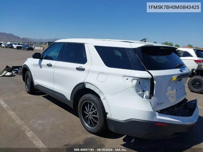 2021 Ford Explorer VIN: 1FMSK7BH0MGB43425 Lot: 40057191