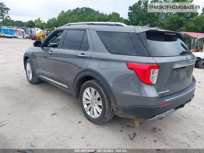 2021 Ford Explorer Limited VIN: 1FMSK7FH2MGB62889 Lot: 40072965