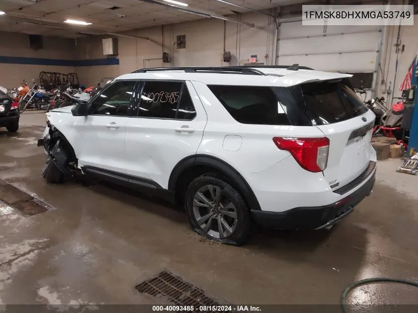 2021 Ford Explorer Xlt VIN: 1FMSK8DHXMGA53749 Lot: 40093485