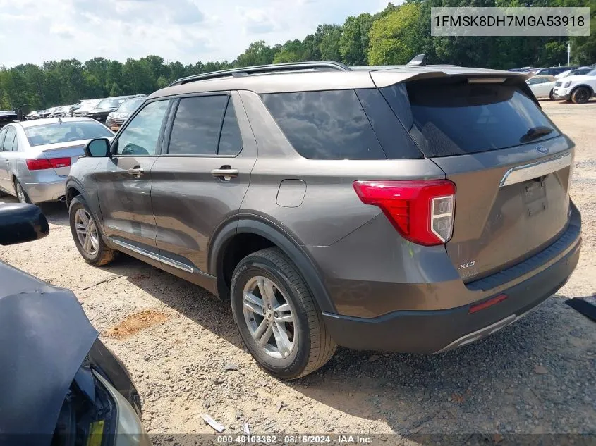 2021 Ford Explorer Xlt VIN: 1FMSK8DH7MGA53918 Lot: 40103362