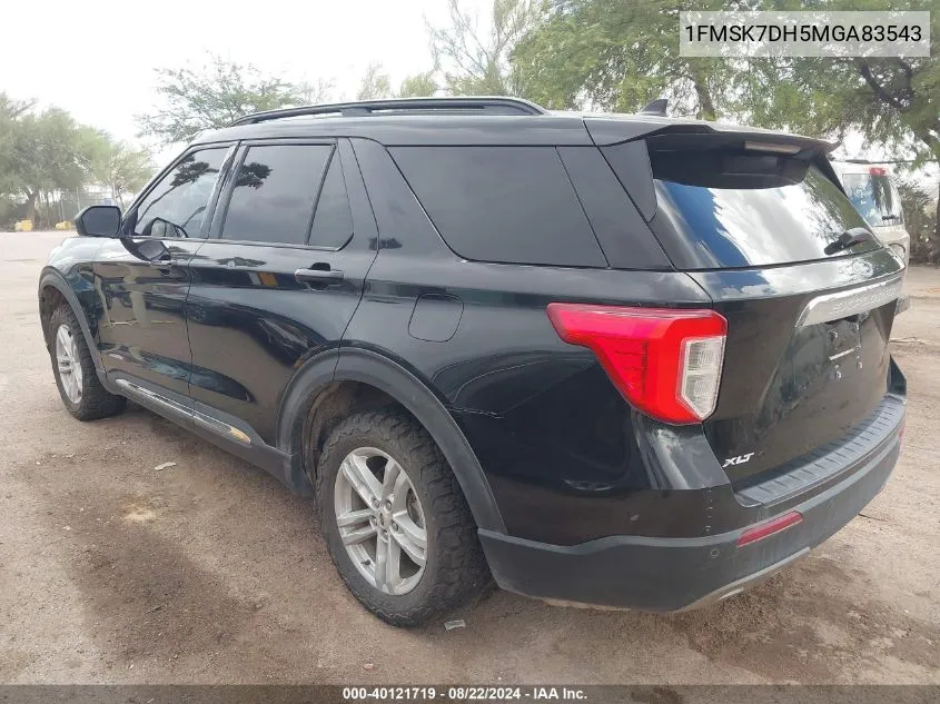 2021 Ford Explorer Xlt VIN: 1FMSK7DH5MGA83543 Lot: 40121719