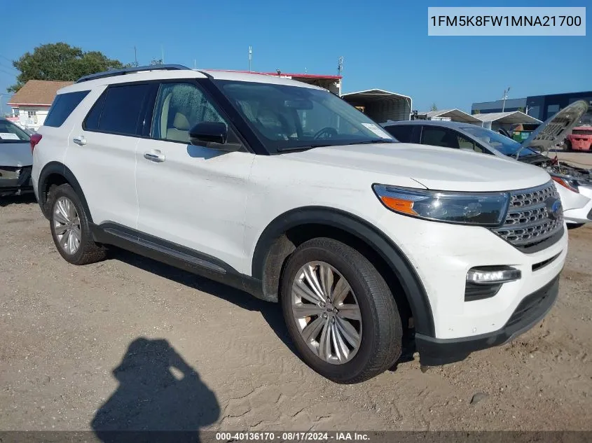 1FM5K8FW1MNA21700 2021 Ford Explorer Limited