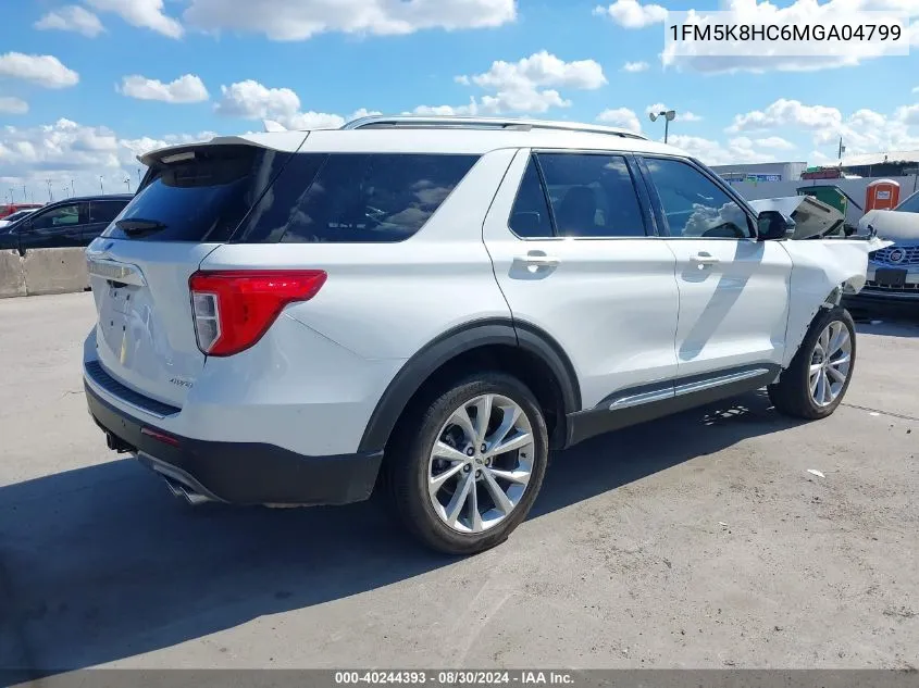 2021 Ford Explorer Platinum VIN: 1FM5K8HC6MGA04799 Lot: 40244393