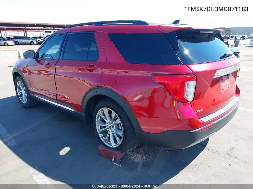 2021 Ford Explorer Xlt VIN: 1FMSK7DH3MGB71183 Lot: 40256323