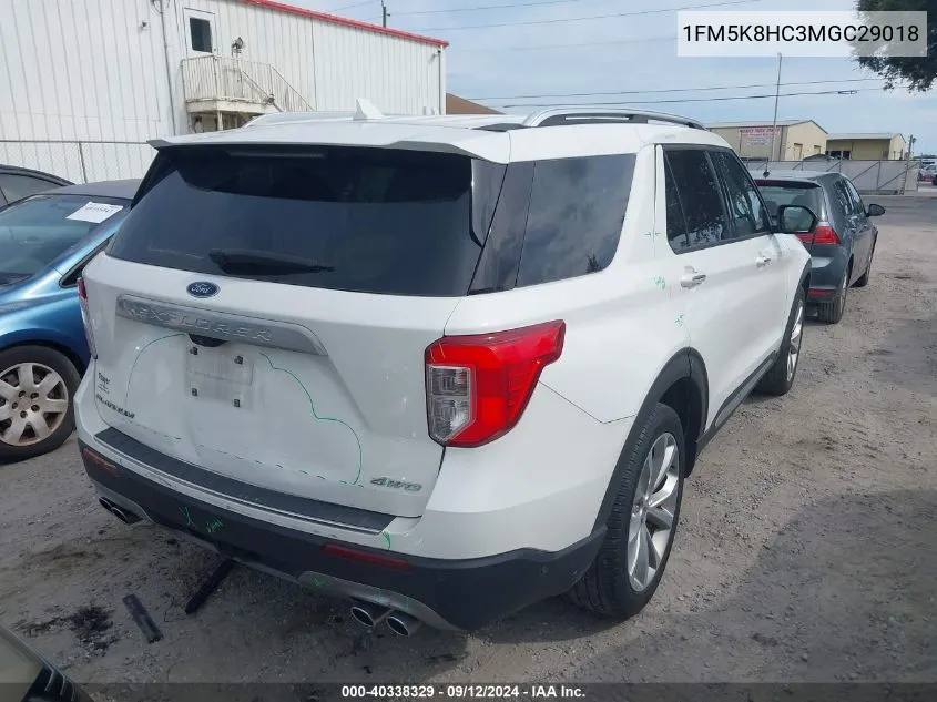 2021 Ford Explorer Platinum VIN: 1FM5K8HC3MGC29018 Lot: 40338329