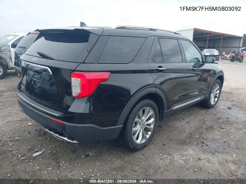 2021 Ford Explorer Limited VIN: 1FMSK7FH5MGB03092 Lot: 40437851