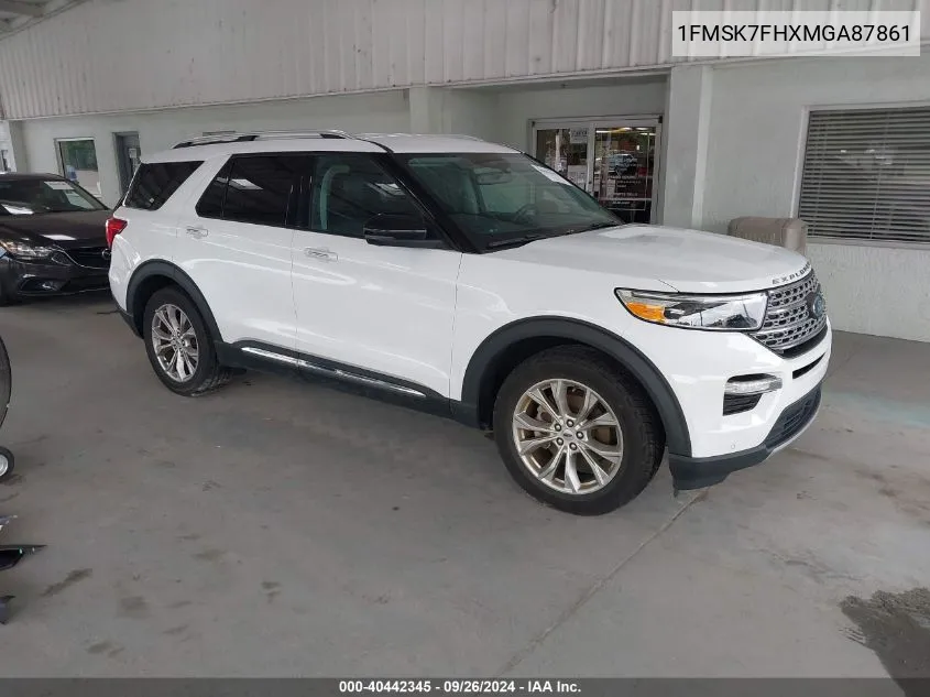 2021 Ford Explorer Limited VIN: 1FMSK7FHXMGA87861 Lot: 40442345