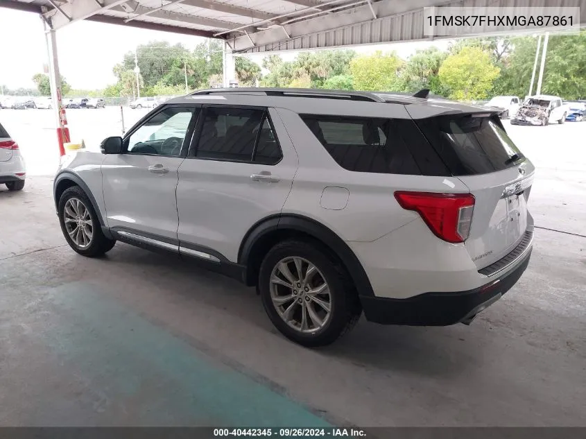 2021 Ford Explorer Limited VIN: 1FMSK7FHXMGA87861 Lot: 40442345