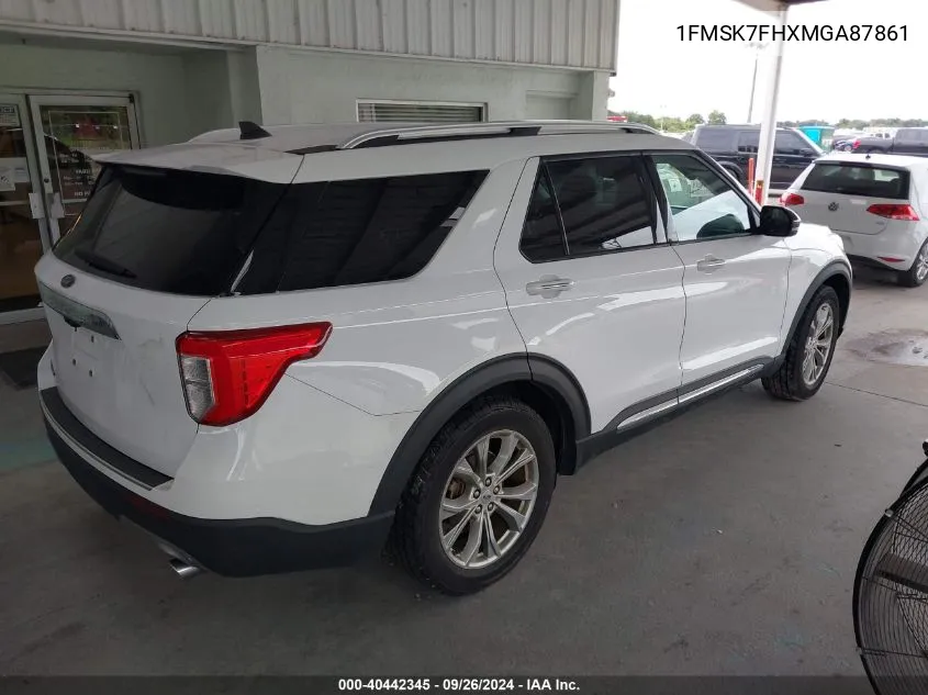 2021 Ford Explorer Limited VIN: 1FMSK7FHXMGA87861 Lot: 40442345