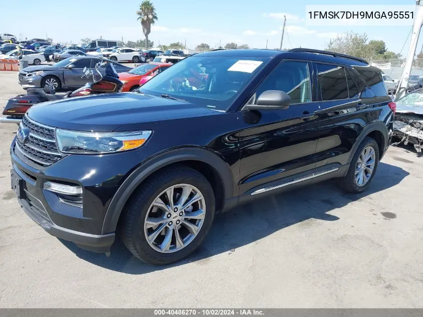 2021 Ford Explorer Xlt VIN: 1FMSK7DH9MGA95551 Lot: 40486270