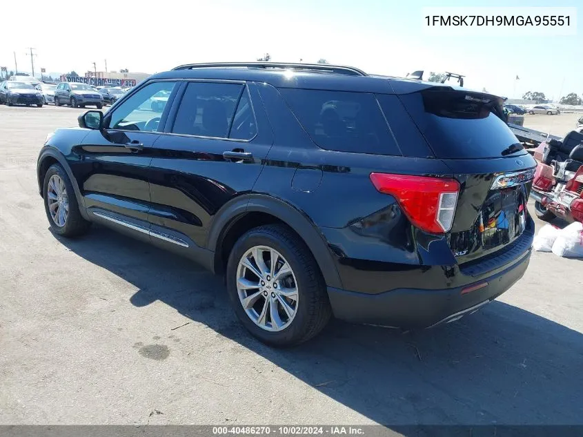 2021 Ford Explorer Xlt VIN: 1FMSK7DH9MGA95551 Lot: 40486270