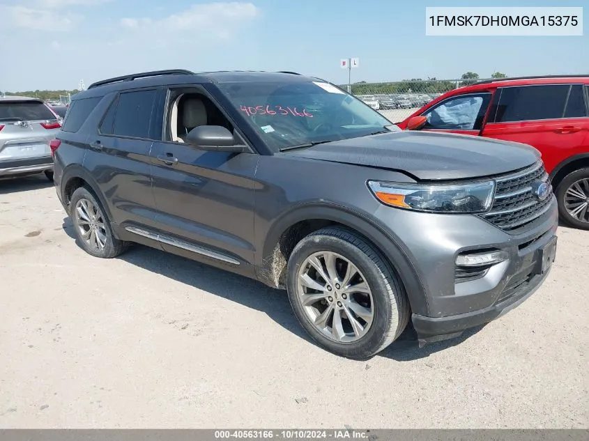 2021 Ford Explorer Xlt VIN: 1FMSK7DH0MGA15375 Lot: 40563166