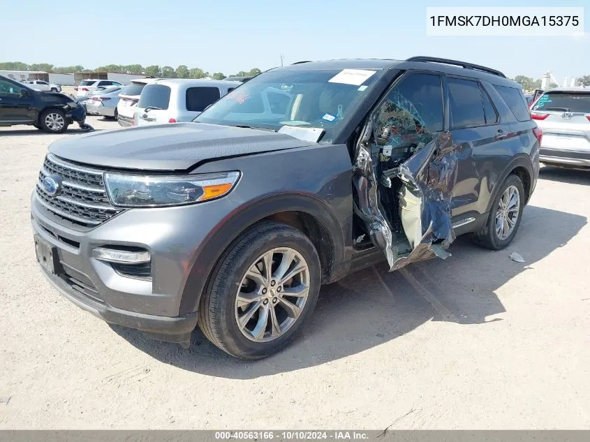 2021 Ford Explorer Xlt VIN: 1FMSK7DH0MGA15375 Lot: 40563166