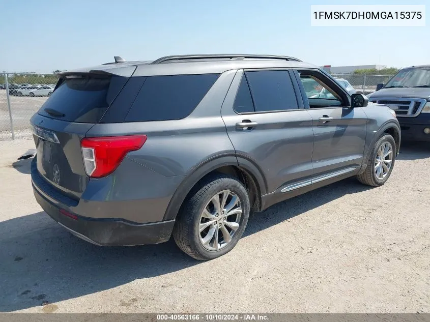 2021 Ford Explorer Xlt VIN: 1FMSK7DH0MGA15375 Lot: 40563166