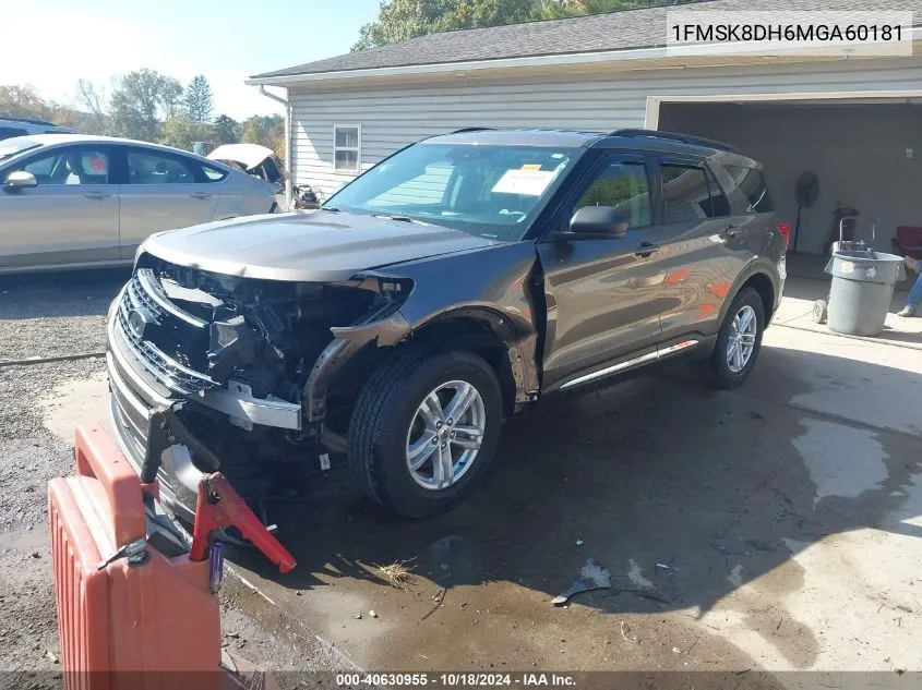 2021 Ford Explorer Xlt VIN: 1FMSK8DH6MGA60181 Lot: 40630955