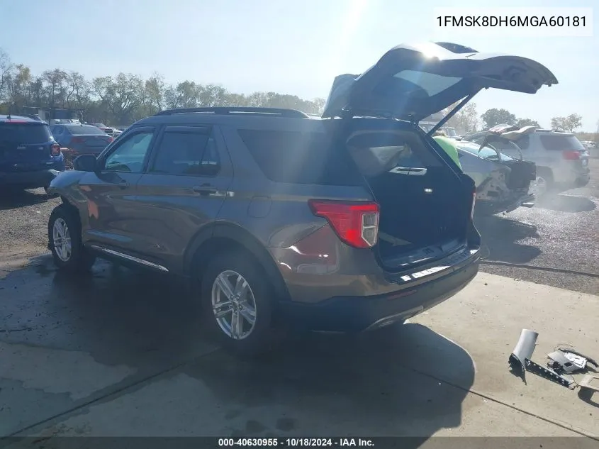 2021 Ford Explorer Xlt VIN: 1FMSK8DH6MGA60181 Lot: 40630955