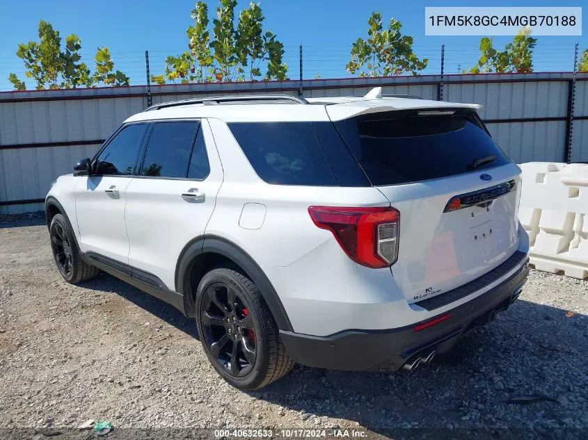 2021 Ford Explorer St VIN: 1FM5K8GC4MGB70188 Lot: 40632633