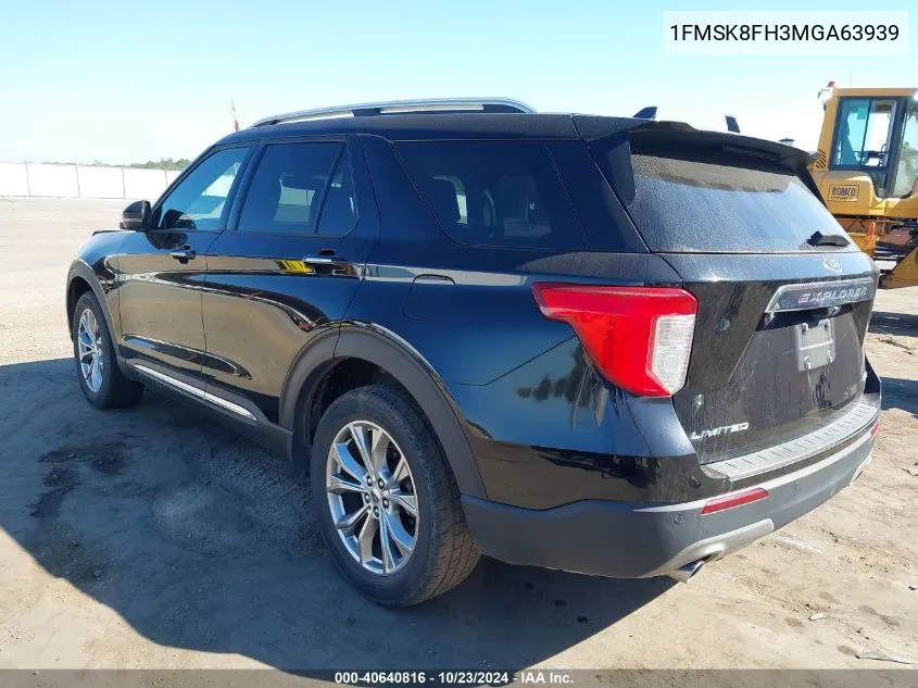 2021 Ford Explorer Limited VIN: 1FMSK8FH3MGA63939 Lot: 40640816